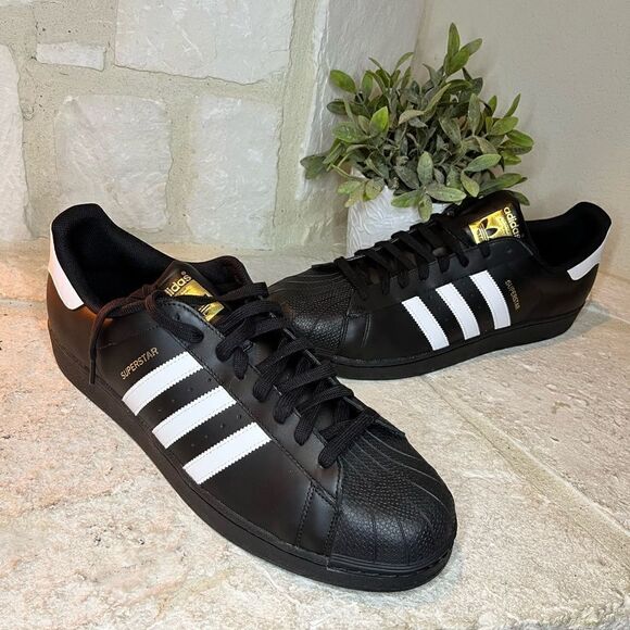 Adidas Originals superstar black/white turtle shell sneakers sz 18 - Picture 3 of 7